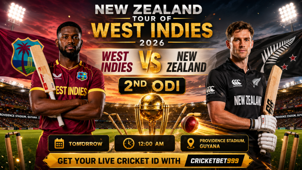 West Indies vs New Zealand 2nd ODI 2026: Match Preview, Team Analysis & Get Your Live Cricket ID with CRICKETBET999