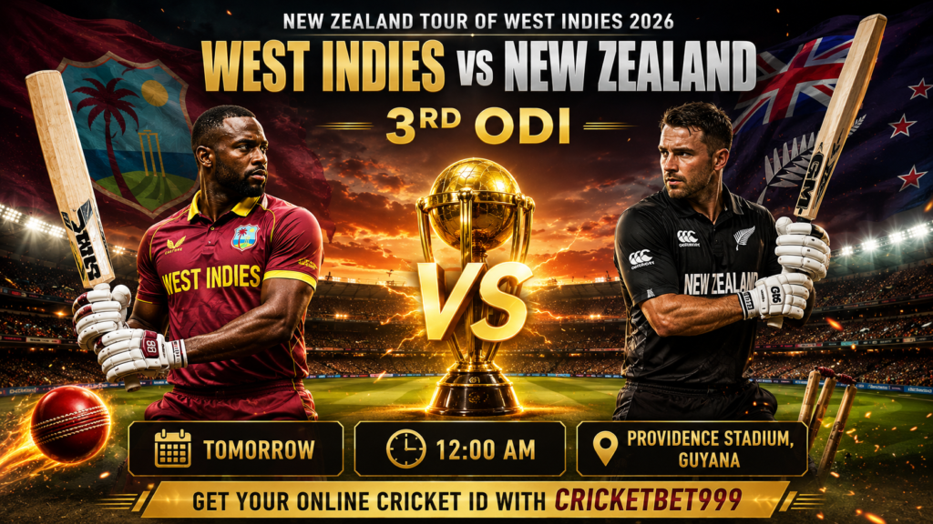 West Indies vs New Zealand 3rd ODI 2026: Match Preview & Get Your Online Cricket ID with CRICKETBET999